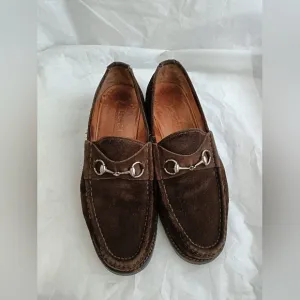Gucci Mens Horsebit Loafers Shoes Brown Suede Lug Sole Size 12D