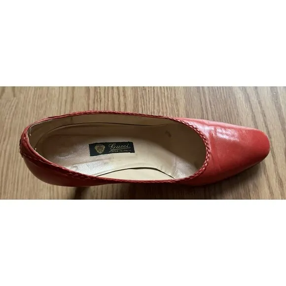 Gucci Vintage High Heels Red Leather Pump Shoe Women’s EUR 36.5  US Size 6