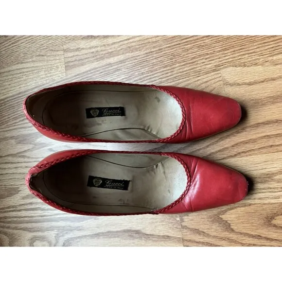Gucci Vintage High Heels Red Leather Pump Shoe Women’s EUR 36.5  US Size 6