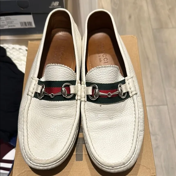 Gucci White Leather Loafers for Men