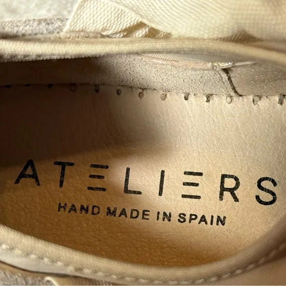 Hand Made in Spain Cream Sneakers with Ribbon  Detailing