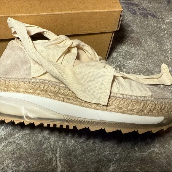 Hand Made in Spain Cream Sneakers with Ribbon  Detailing