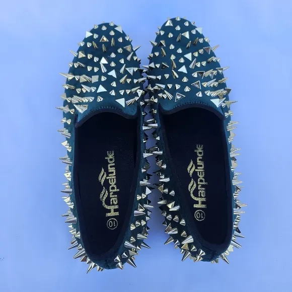 Harpelunde Velvet Loafers Men Dress Wedding Spikes Shoes Leather Lining
