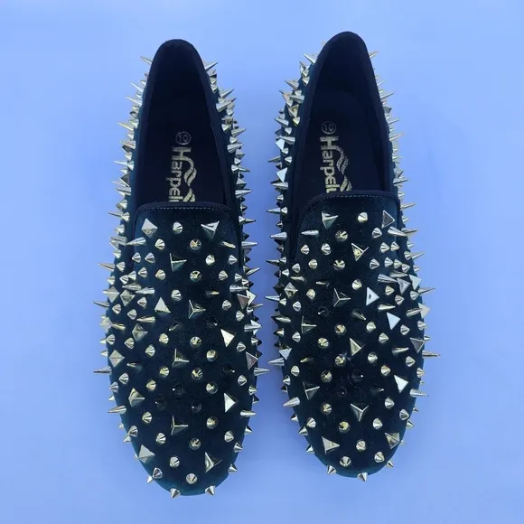 Harpelunde Velvet Loafers Men Dress Wedding Spikes Shoes Leather Lining