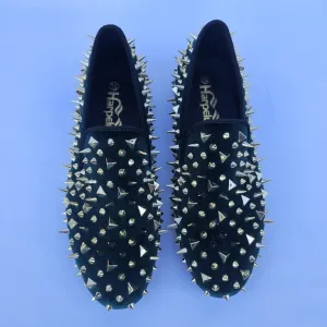 Harpelunde Velvet Loafers Men Dress Wedding Spikes Shoes Leather Lining