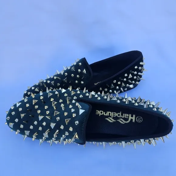 Harpelunde Velvet Loafers Men Dress Wedding Spikes Shoes Leather Lining