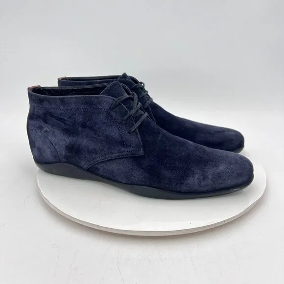 Harrys of London Men Size 9.5 Blue Navy Suede Vibram Sole Ankle Chukka Boot