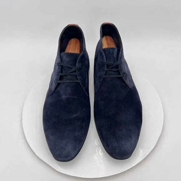 Harrys of London Men Size 9.5 Blue Navy Suede Vibram Sole Ankle Chukka Boot
