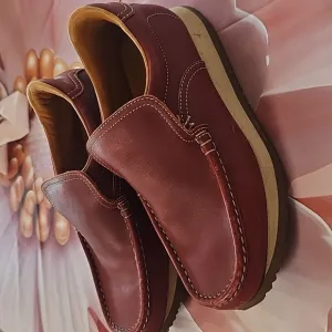 Hermes Paris Brown Leather Loafers Size 36.5 Women