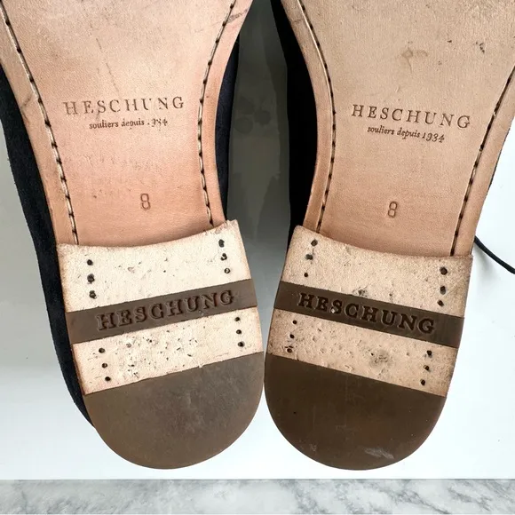 Heschung Navy Suede Lace-Up Derby Shoes Size 8 UK/9.5 US