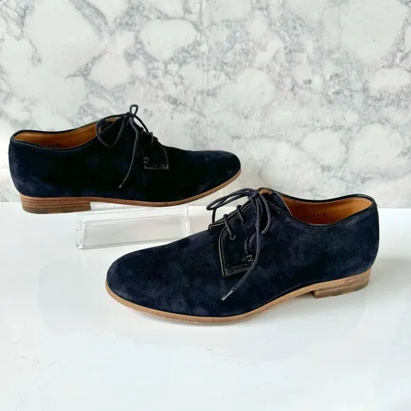 Heschung Navy Suede Lace-Up Derby Shoes Size 8 UK/9.5 US