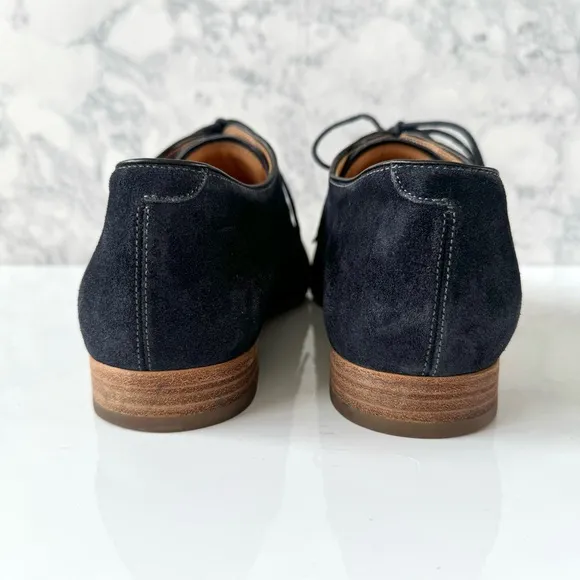 Heschung Navy Suede Lace-Up Derby Shoes Size 8 UK/9.5 US