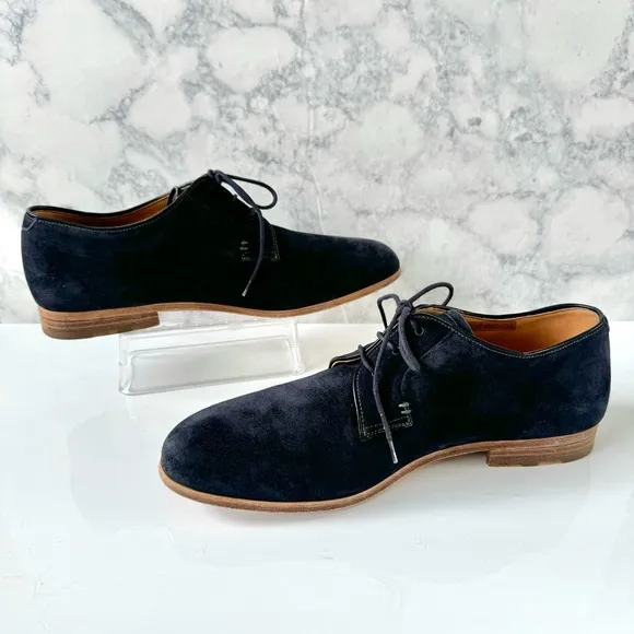 Heschung Navy Suede Lace-Up Derby Shoes Size 8 UK/9.5 US