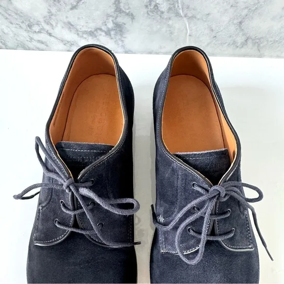 Heschung Navy Suede Lace-Up Derby Shoes Size 8 UK/9.5 US