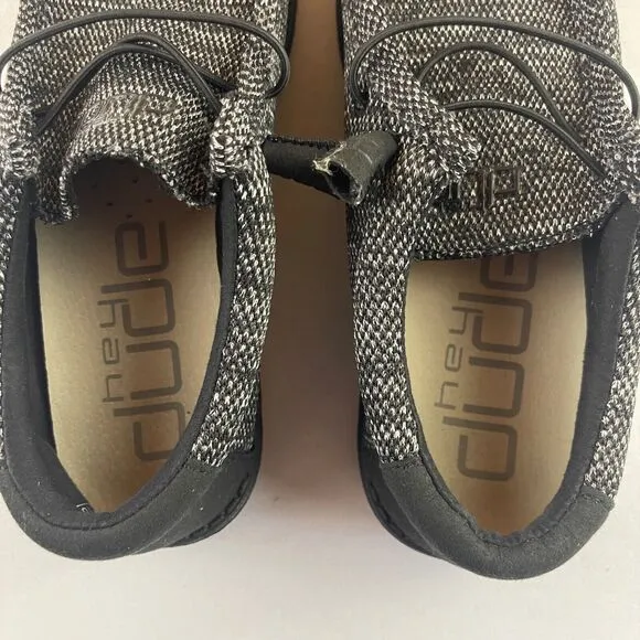 Hey Dude Wally M8 W10 Slip On Casual Comfort‎ Sneaker Shoes Black Gray