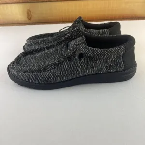 Hey Dude Wally M8 W10 Slip On Casual Comfort‎ Sneaker Shoes Black Gray