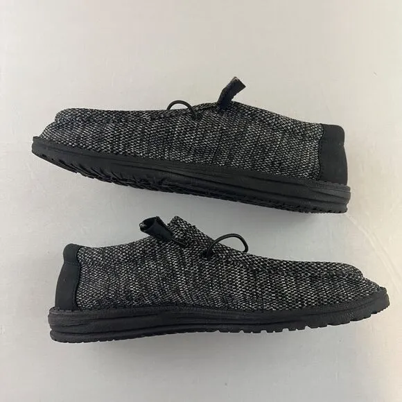 Hey Dude Wally M8 W10 Slip On Casual Comfort‎ Sneaker Shoes Black Gray