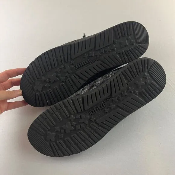 Hey Dude Wally M8 W10 Slip On Casual Comfort‎ Sneaker Shoes Black Gray