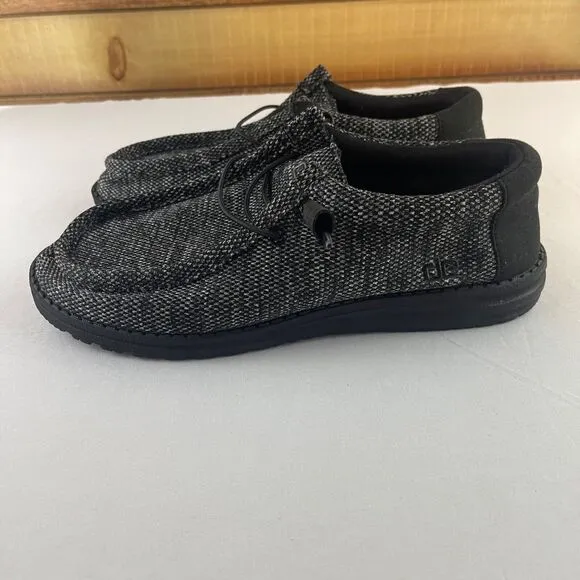 Hey Dude Wally M8 W10 Slip On Casual Comfort‎ Sneaker Shoes Black Gray