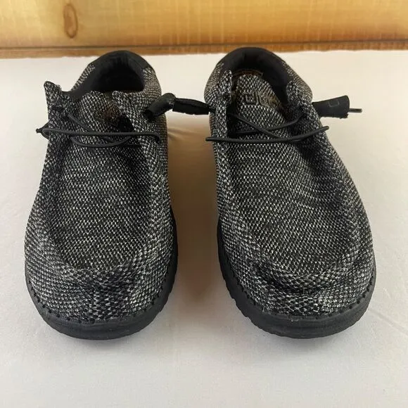 Hey Dude Wally M8 W10 Slip On Casual Comfort‎ Sneaker Shoes Black Gray