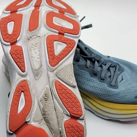 HOKA Bondi 8 Blue and Yellow Athletic Shoes SIZE 12. #1405
