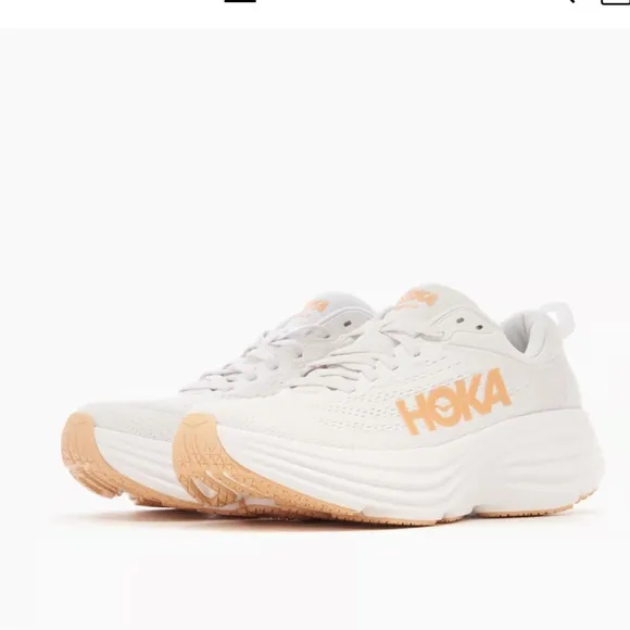 HOKA Bondi 8 sneakers women size 9.5 White/ Cantaloupe New Season New w/box