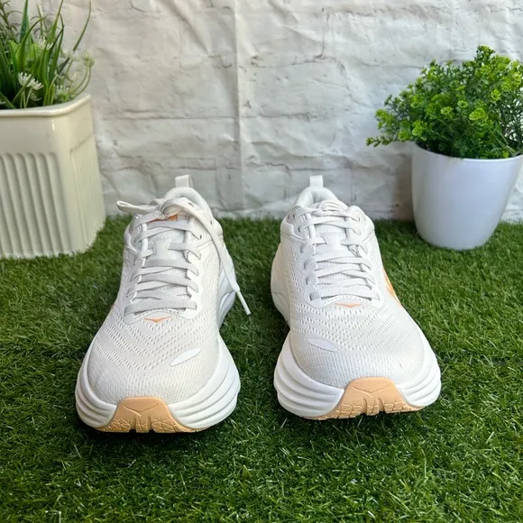 HOKA Bondi 8 sneakers women size 9.5 White/ Cantaloupe New Season New w/box