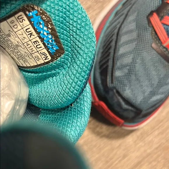 Hoka One One 4 Blue and Pink Athletic Shoes with Cushioned Sole