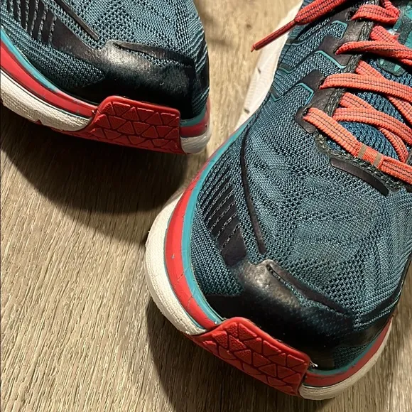 Hoka One One 4 Blue and Pink Athletic Shoes with Cushioned Sole