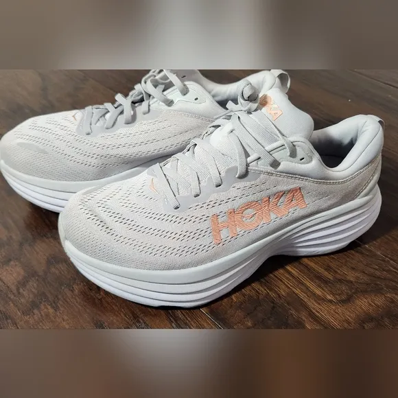 Hoka One One Bondi 8 Women's Harbor Mist, Lunar Rock 1127952 HMLR. Size 11 D. Li