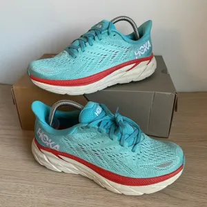 HOKA ONE ONE CLIFTON 8 Aquarelle/ Eggshell Shoes Sneakers- Women 8.5
