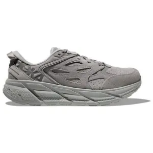 Hoka One One Clifton L Suede 1122571-LLTN Women's 11.5 Gray Running Shoes TF1981