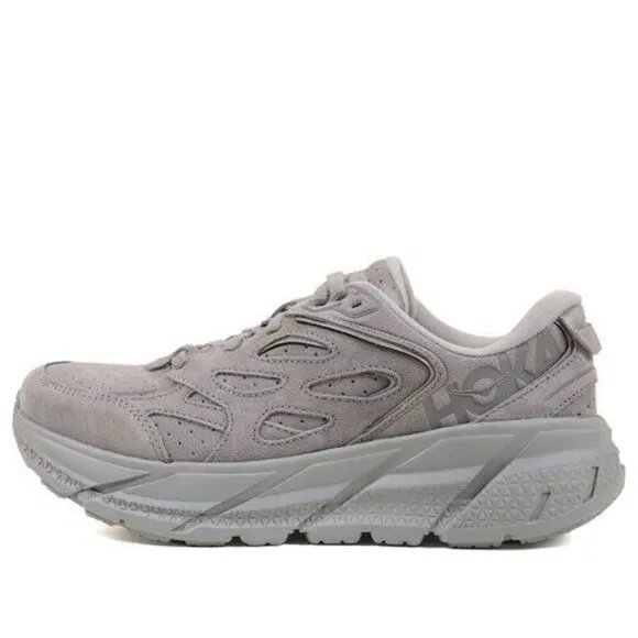 Hoka One One Clifton L Suede 1122571-LLTN Women's 11.5 Gray Running Shoes TF1981
