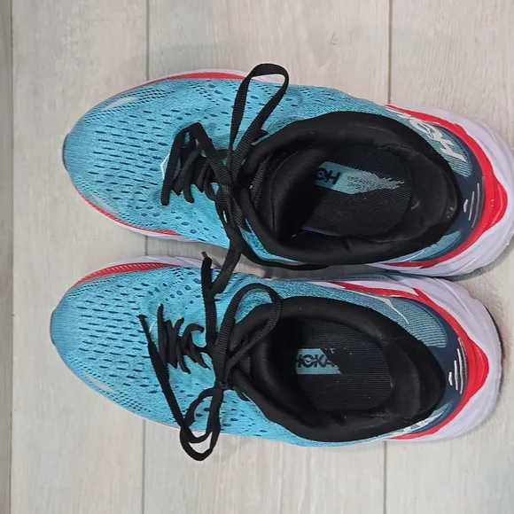 Hoka One One men's Clifton 8 Blue Running Athletic Shoes Sneakers Sz 9.5D