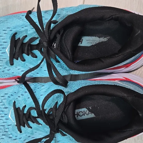 Hoka One One men's Clifton 8 Blue Running Athletic Shoes Sneakers Sz 9.5D
