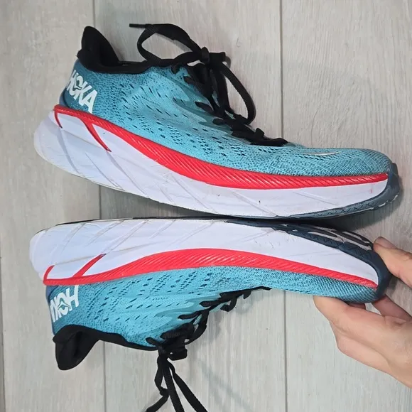 Hoka One One men's Clifton 8 Blue Running Athletic Shoes Sneakers Sz 9.5D