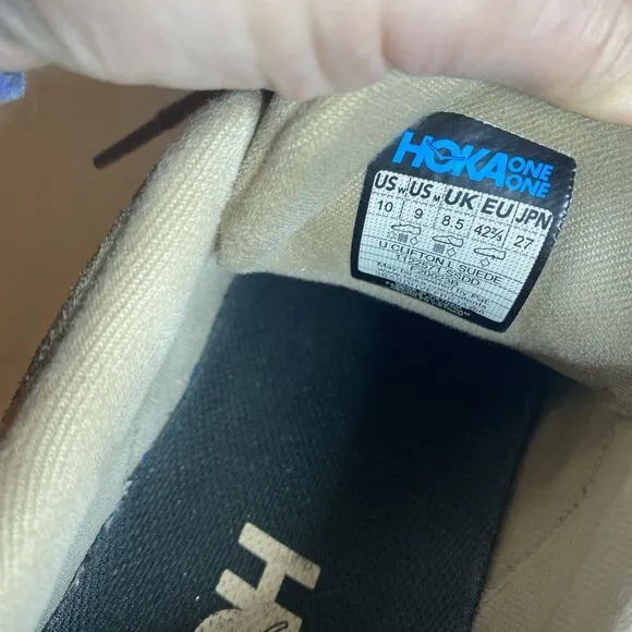 Hoka One One U‎ Clifton L Suede Sand Beige Sneakers 1122571-SSDD Shoes W10 M9