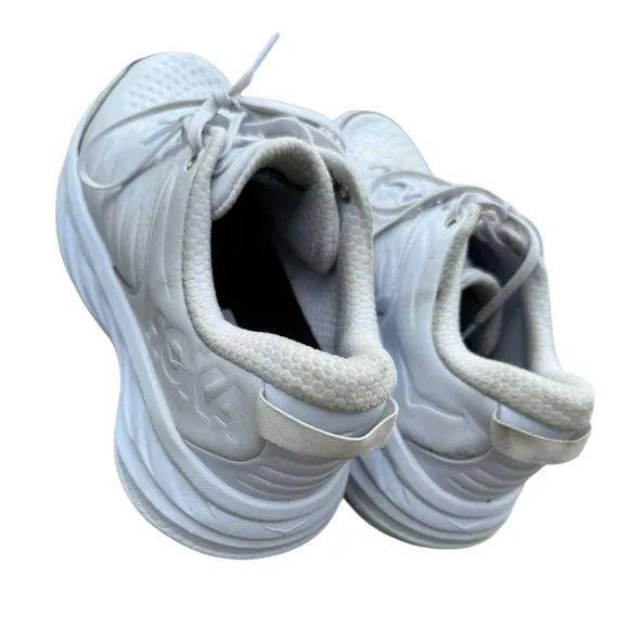 Hoka one/one men’s size 10 white lace up sneakers.