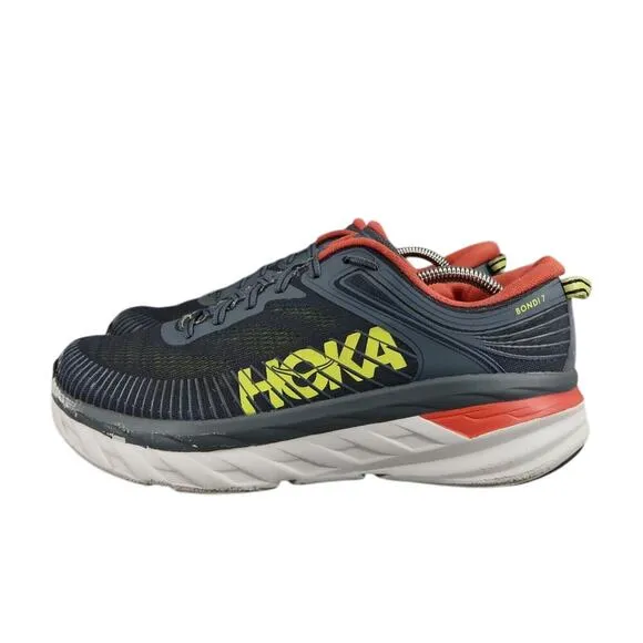 Hoka Shoes Mens 11 Athletic Trainer Bondi 7 Running Sneaker Active Comfort Grey