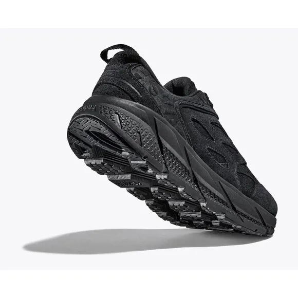 Hoka One One Clifton L Suede 1122571-BBLC Mens US 6.5 Black Running Shoes TF1964