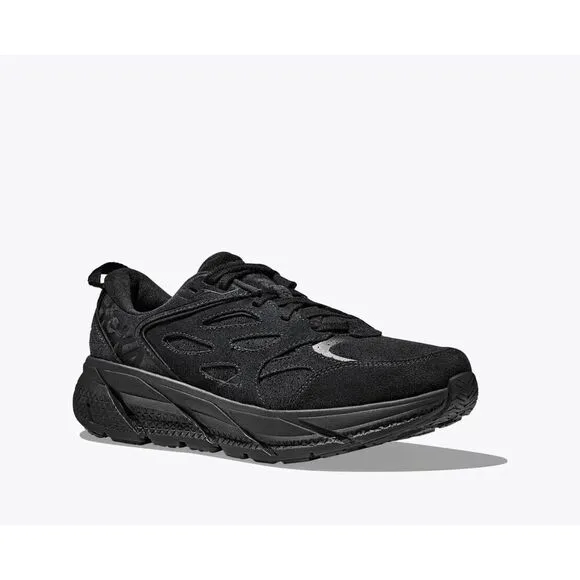 Hoka One One Clifton L Suede 1122571-BBLC Mens US 6.5 Black Running Shoes TF1964