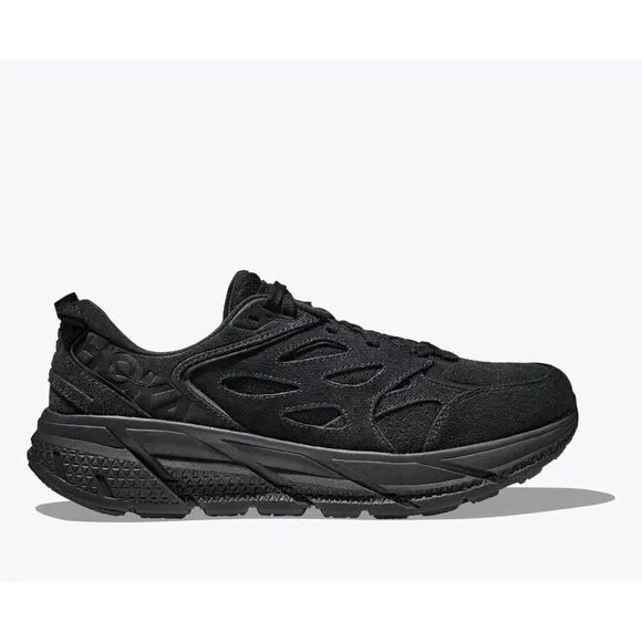 Hoka One One Clifton L Suede 1122571-BBLC Mens US 6.5 Black Running Shoes TF1964