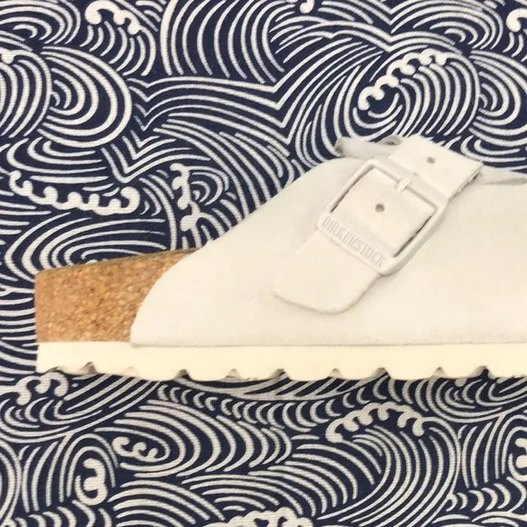 🎉HOT NWT Women's White Suede Birkenstock Boston Shoes - Narrow Fit