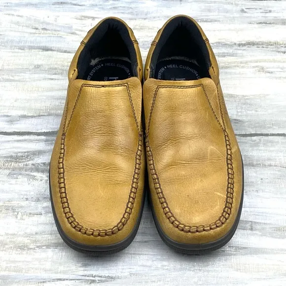 Hotter Tan Vegan Leather Loafers Link Slip-On Comfort Concept Casual Shoe Men 9M