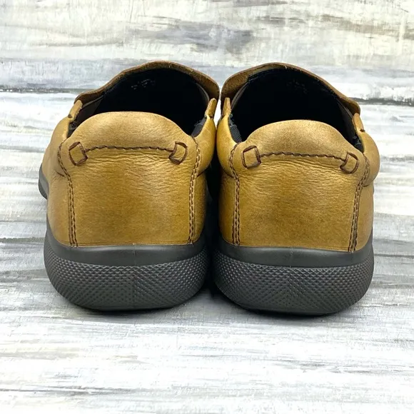 Hotter Tan Vegan Leather Loafers Link Slip-On Comfort Concept Casual Shoe Men 9M