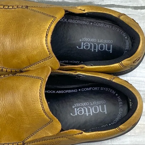 Hotter Tan Vegan Leather Loafers Link Slip-On Comfort Concept Casual Shoe Men 9M