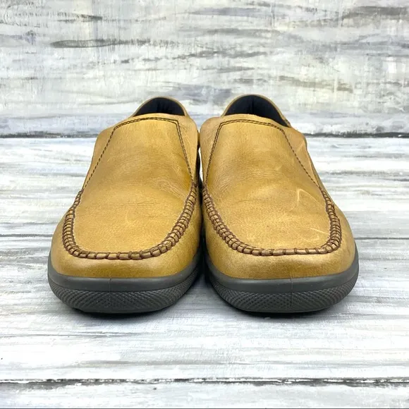 Hotter Tan Vegan Leather Loafers Link Slip-On Comfort Concept Casual Shoe Men 9M