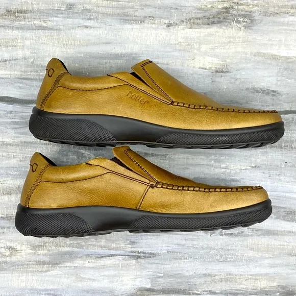 Hotter Tan Vegan Leather Loafers Link Slip-On Comfort Concept Casual Shoe Men 9M