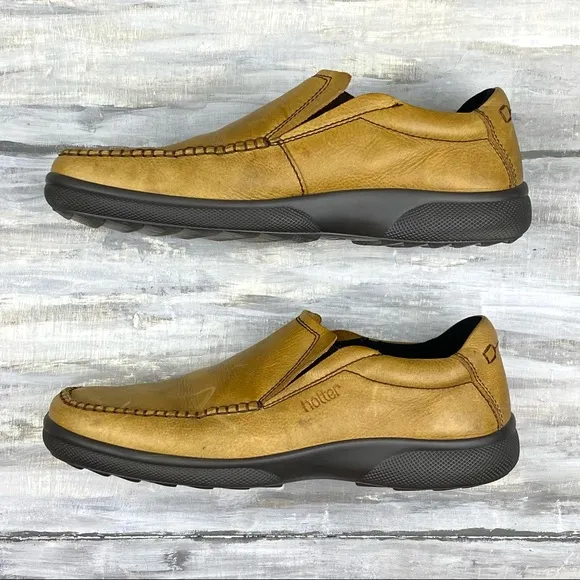Hotter Tan Vegan Leather Loafers Link Slip-On Comfort Concept Casual Shoe Men 9M