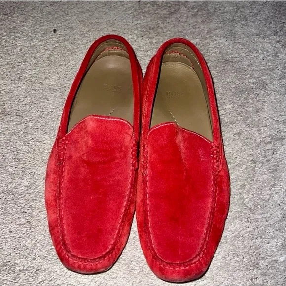 Hugo Boss - Red Suede Men's Loafers size 8.